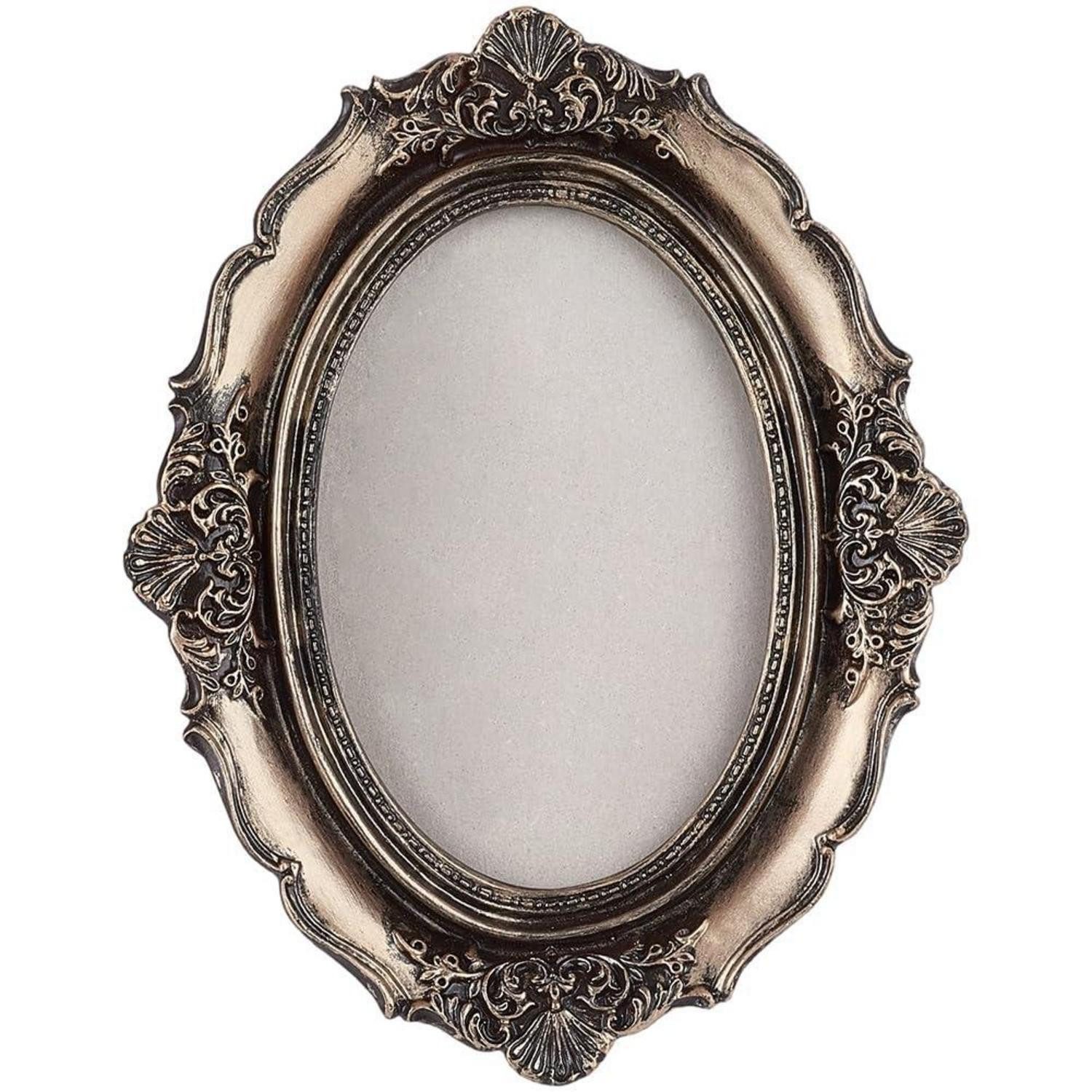 LuxusKollektion Einzelrahmen Bilderrahmen Oval Gold Verziert 3.5x5 Retro Deko, (1 St)