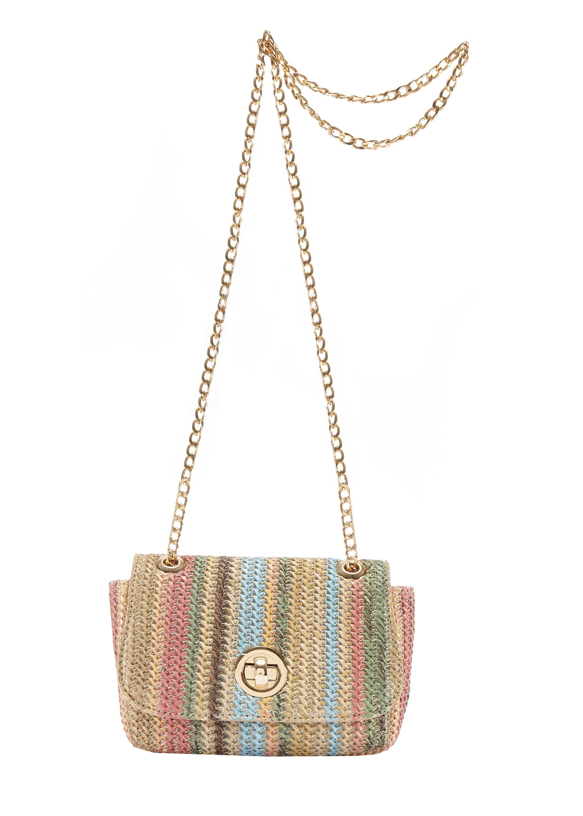 Vivance by Lascana Umhängetasche Minibag, Henkeltasche, Crossbody Bag, Strandtasche, Schultertasche, Handtasche Damen zum Umhängen in Bast-Optik mit Kettenhenke – Bild 3 von 5