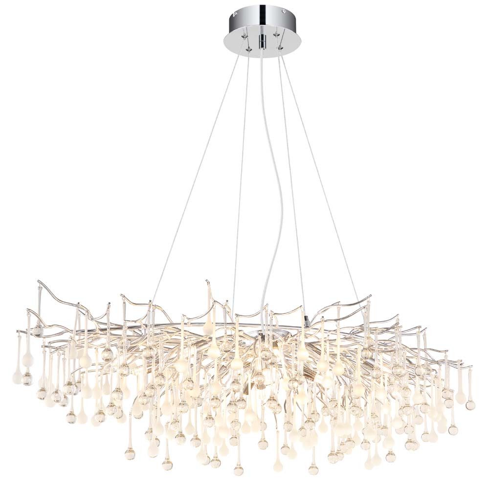 GLOBO LIGHTING Kronleuchter, Leuchtmittel nicht inklusive, Kronleuchter Hängeleuchte Metall verchromt Glaskristalle H 150 cm
