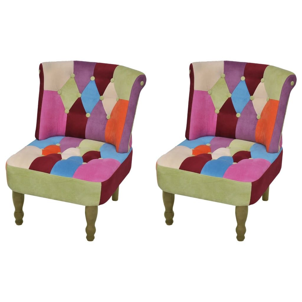 vidaXL Sessel Französische Stühle 2 Stk. Patchwork-Design Stoff (2-St)