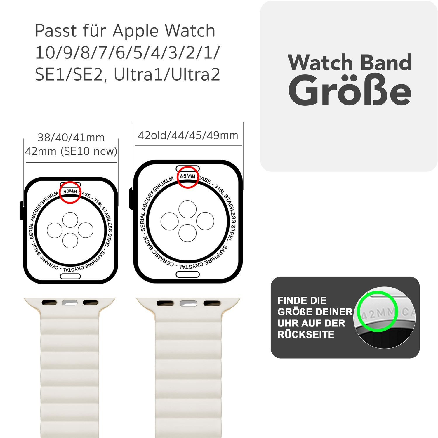 Nalia Smartwatch-Armband Apple Watch 38mm/40/41/42(Serie 10/11), Magnetisches Silikon Ersatzband / für Sport Fitness Uhr / Atmungsaktiv