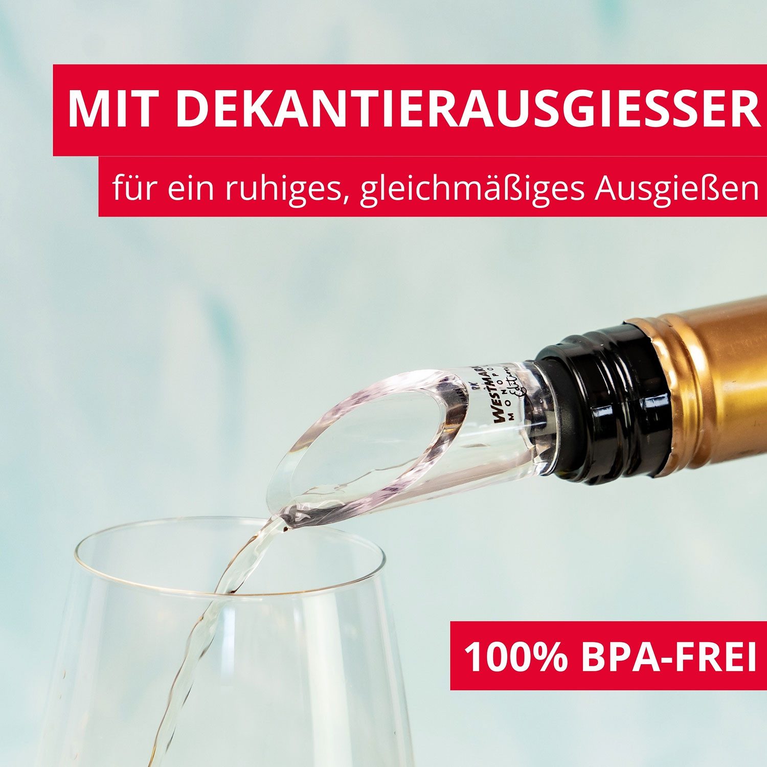 WESTMARK Kühlmanschette / Weinkühlstab mit Ausgießer Simono – Mühelose Kühlung für bis zu 3