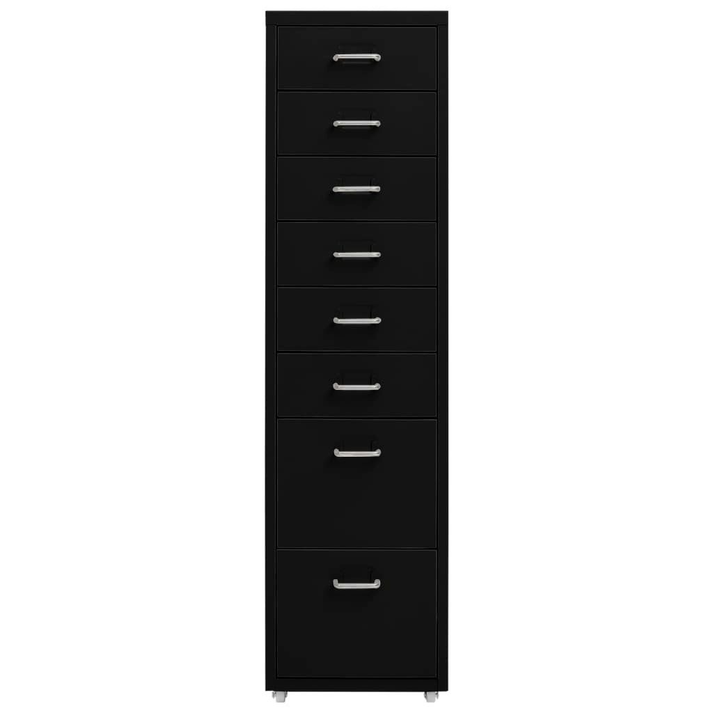 vidaXL Aktenschrank Büroschrank mit Rollen Schwarz 28x41x109 cm Metall