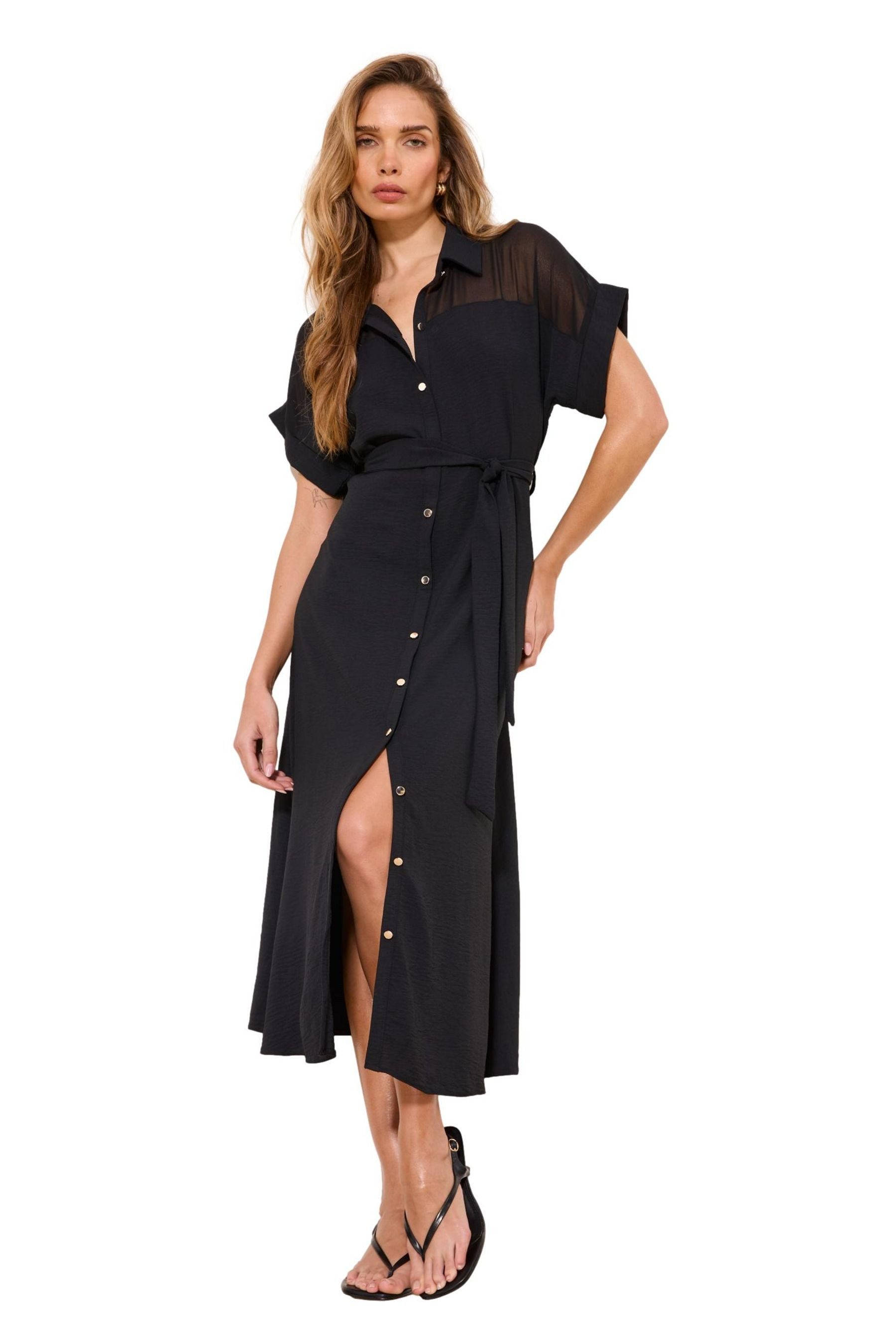 LIPSY Midikleid Lipsy Hemdblusenkleid mit Mesh (1-tlg)