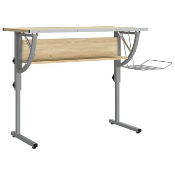 furnicato Schreibtisch Basteltisch Sonoma Eiche & Grau 110x53x(58-87) cm Holzwerkstoff