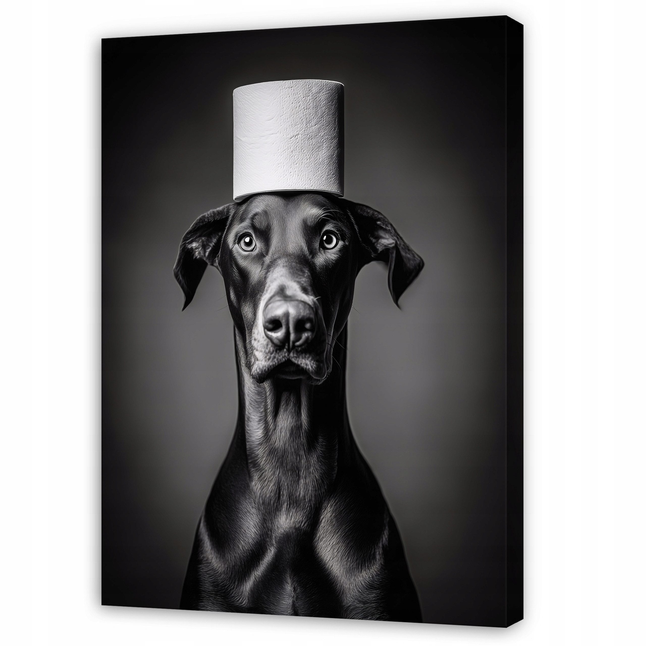 Wallarena Fototapete Hund Toilettenpapier - Schwarz - Vlies - Badezimmer, glatt, 30x40x2cm