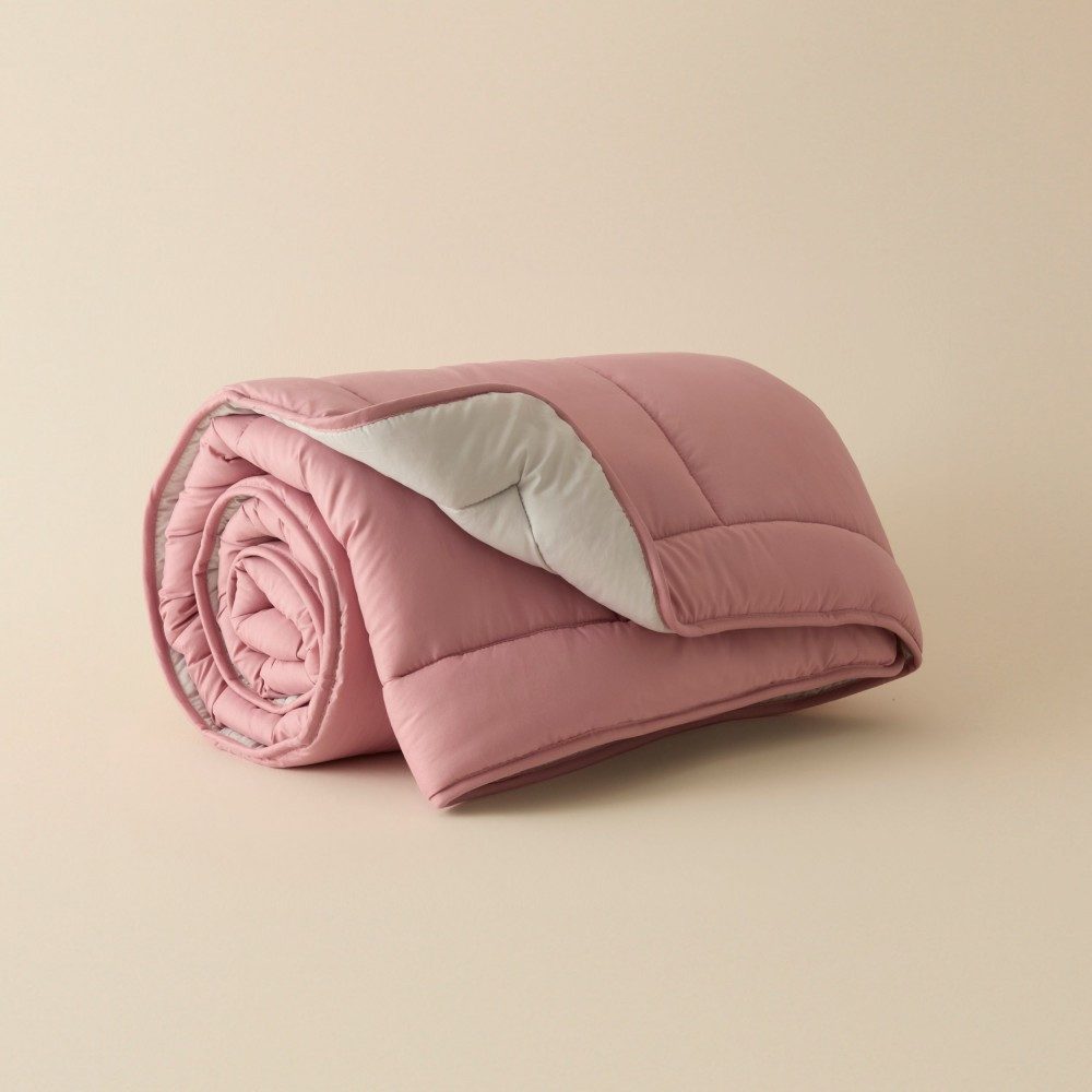 Karaca Tagesdecke Karaca Doppelseitige Decke 200x200 cm - Bettdecke Pudra & Hellgrau