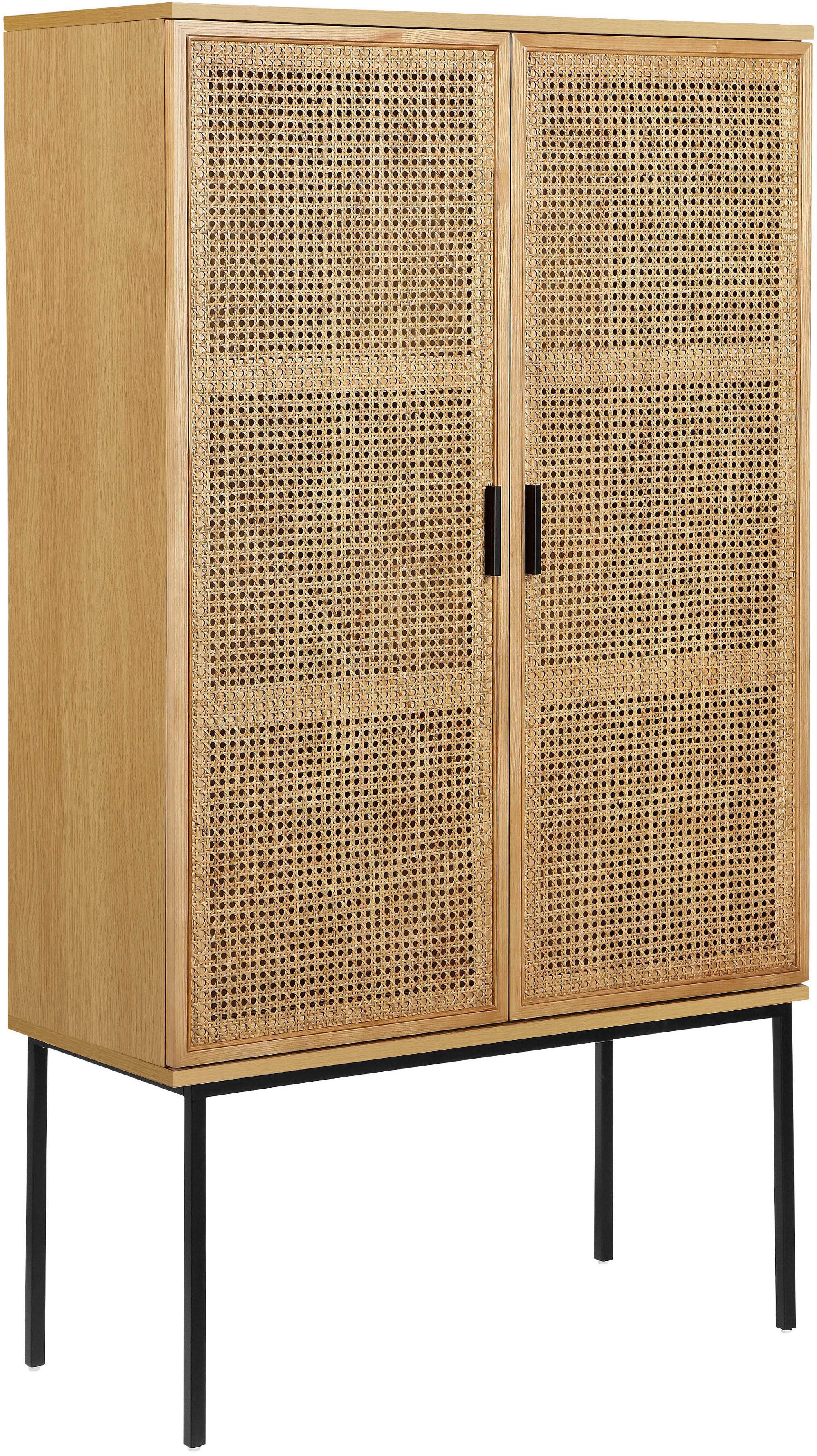 INOSIGN Highboard Feines, Eschenholz-Details, robustem Metallgestell, FSC-zertifiziertem Holz