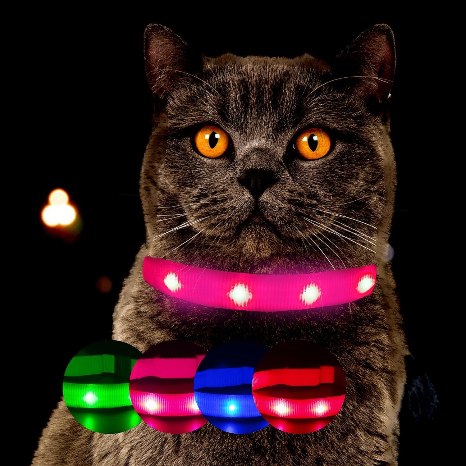 Petsation Katzen-Halsband Leuchthalsband für Katzen [PREMIUM] Leuchtendes LED Katzenhalsband