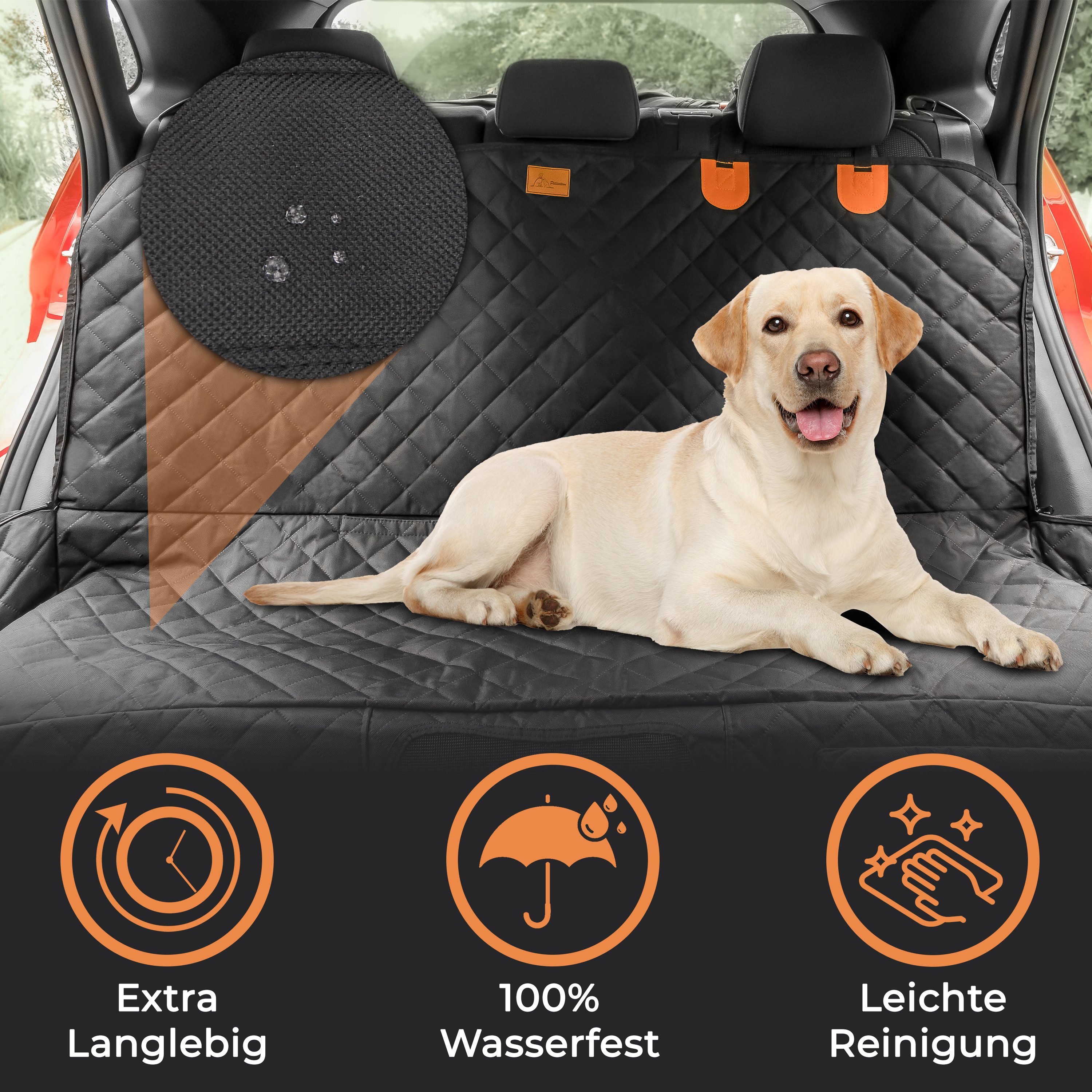 Petsation Tier-Autoschondecke Hundedecke für Auto – Schutzdecke für die Rückbank, rutschfest, Wasserabweisend, strapazierfähig