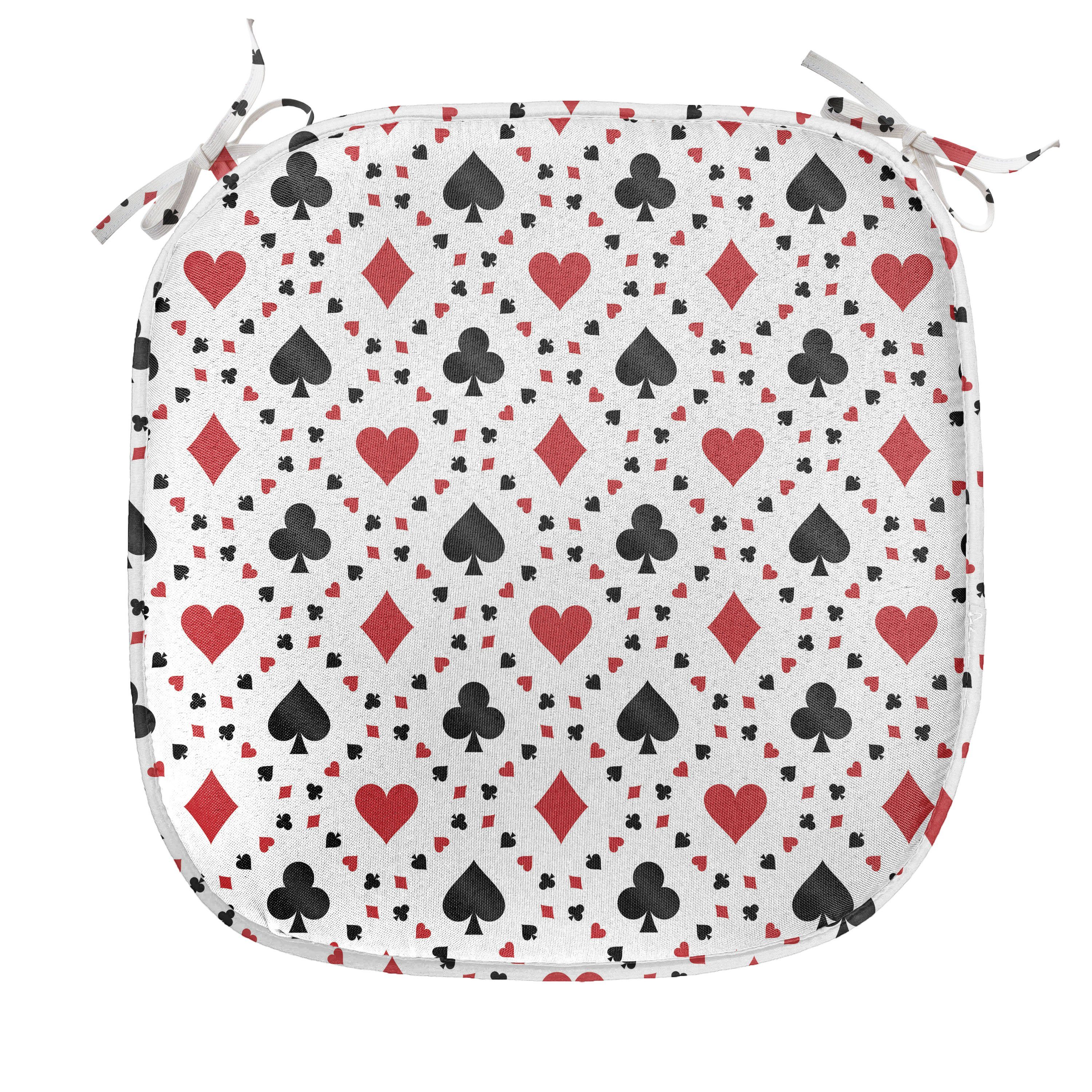 Abakuhaus Stuhlkissen Dekoratives wasserfestes Kissen mit Riemen für Küchensitze, rot schwarz Tourist Poker-Karten