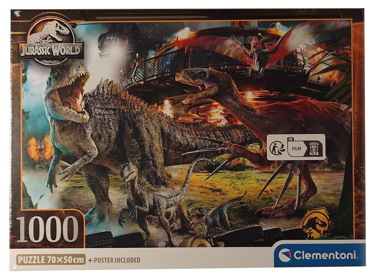 Clementoni® Puzzle Clementoni 39856 Puzzle-Set Jurassic World 3 Poster und 1000 Teile, 1000 Puzzleteile