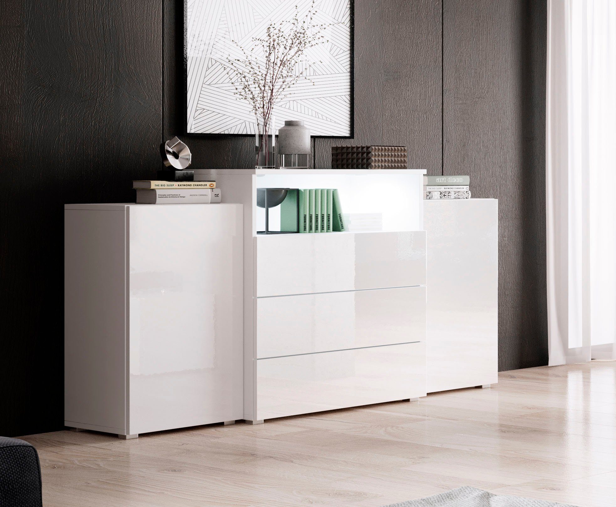 INOSIGN Sideboard URBAN III, Moderne Kommode mit 3 Schubladen und 4 Fächern günstig online kaufen