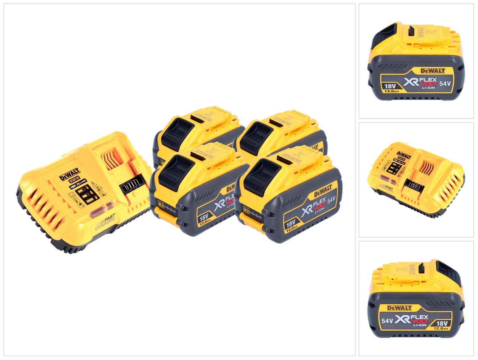 DeWalt DCB 118 Y4 Akku Starter Set 18 V / 54 V 4x XR FLEXVOLT Akku 12 Ah Akkupacks
