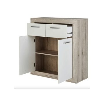 Forte Möbel Kommode Sideboard BACCIO Kommode Sandeiche / Weiss ca. 83 x 92 x 34 cm