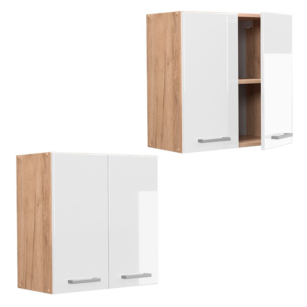 Vicco Hängeschrank R-Line, Weiß Hochglanz/Goldkraft Eiche, 60 cm (1-St)