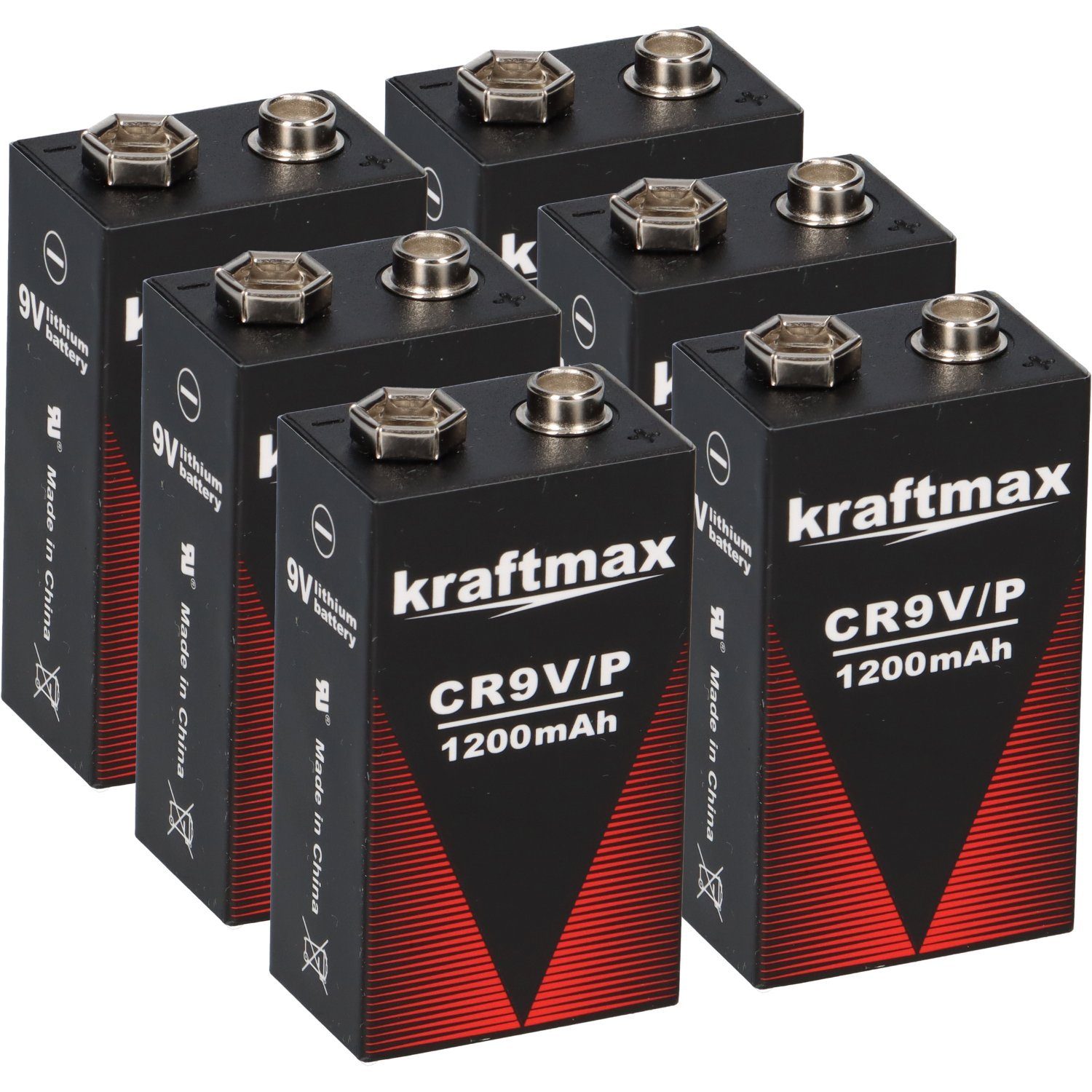 kraftmax 6x Kraftmax Lithium 9V Block Hochleistungs- Batterien für Rauchmelder Batterie