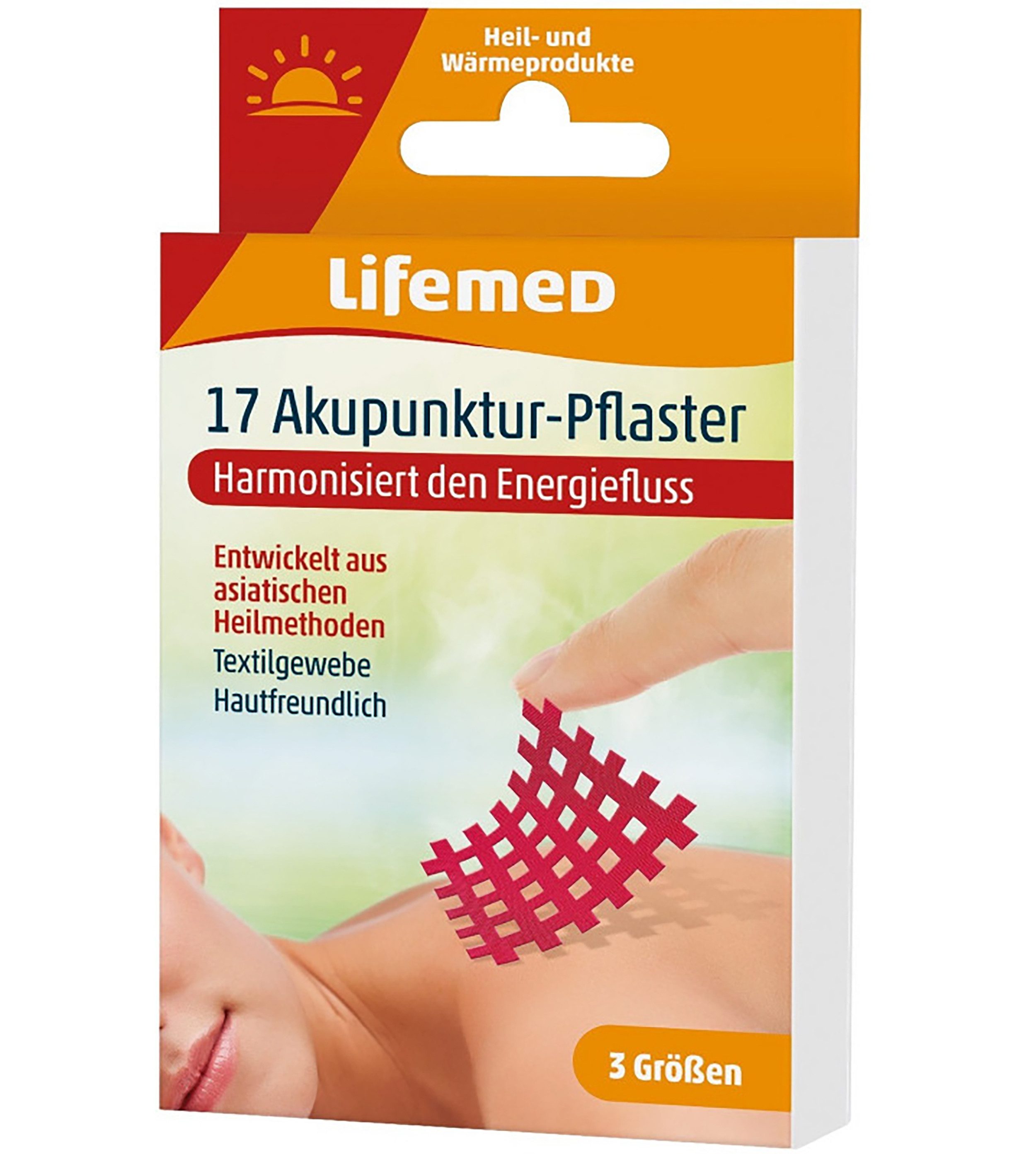 LifeMed Wundpflaster 17x AKUPUNKTUR-PFLASTER 3 Größen Gittertape Gitterpflaster Gitter 4 (17 St), Trigger Kinesiologie Tape
