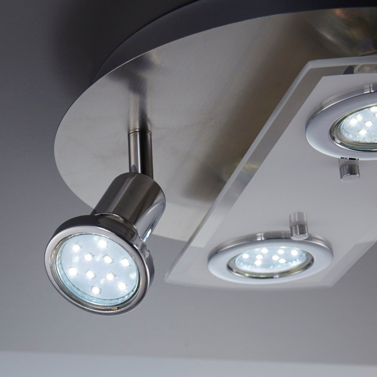 Schwenkbar, B.K.Licht 3W, IP20 GU10, LED-Deckenleuchte, Deckenspots GU10-Fassung, Leuchtmittel wechselbar, Warmweiße BK_DL1026 Lichtfarbe, Inkl. 250Lm, Warmweiß, 4x