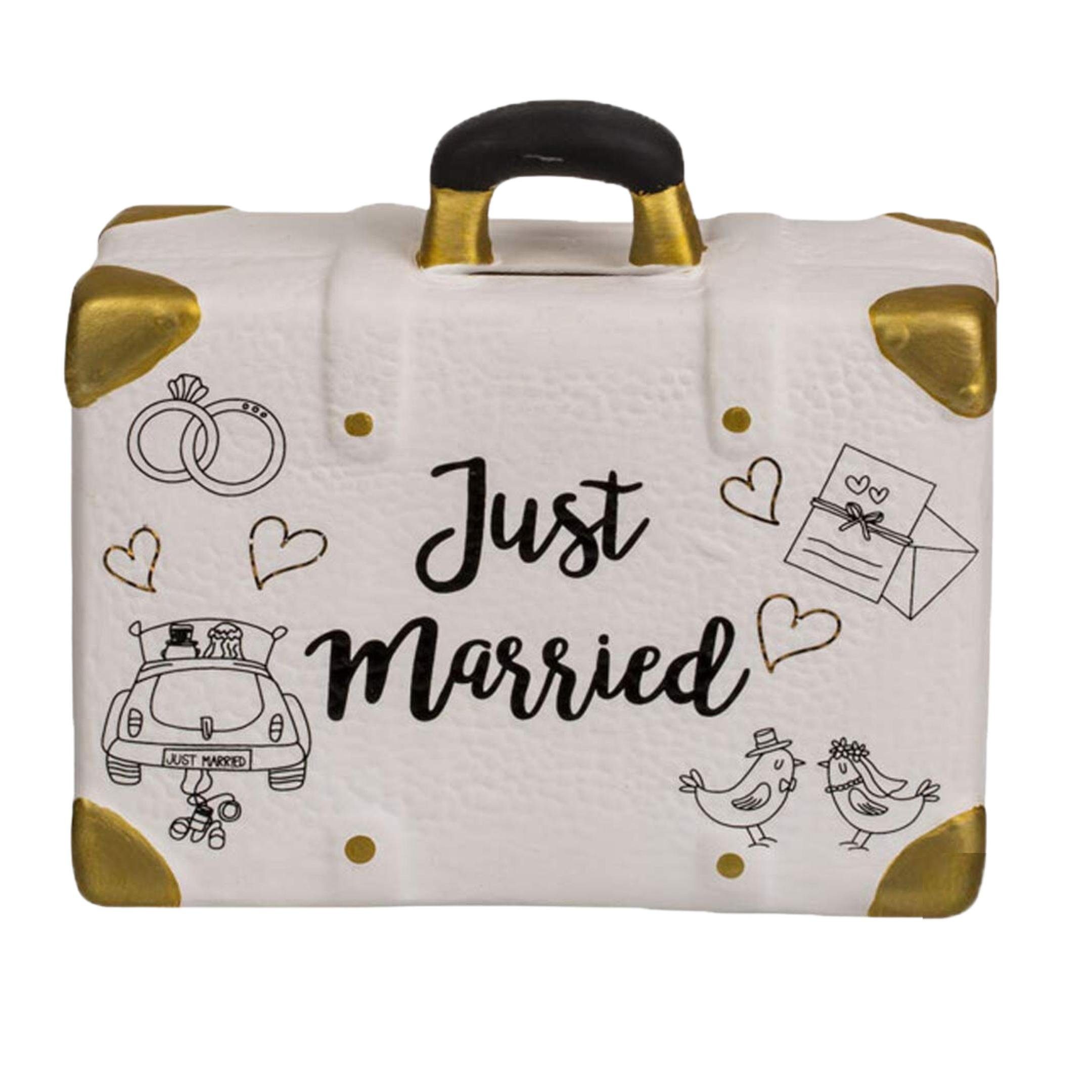 Bada Bing Spardose Spardose Hochzeitskoffer Koffer Just Married,  Hochzeitsgeschenk