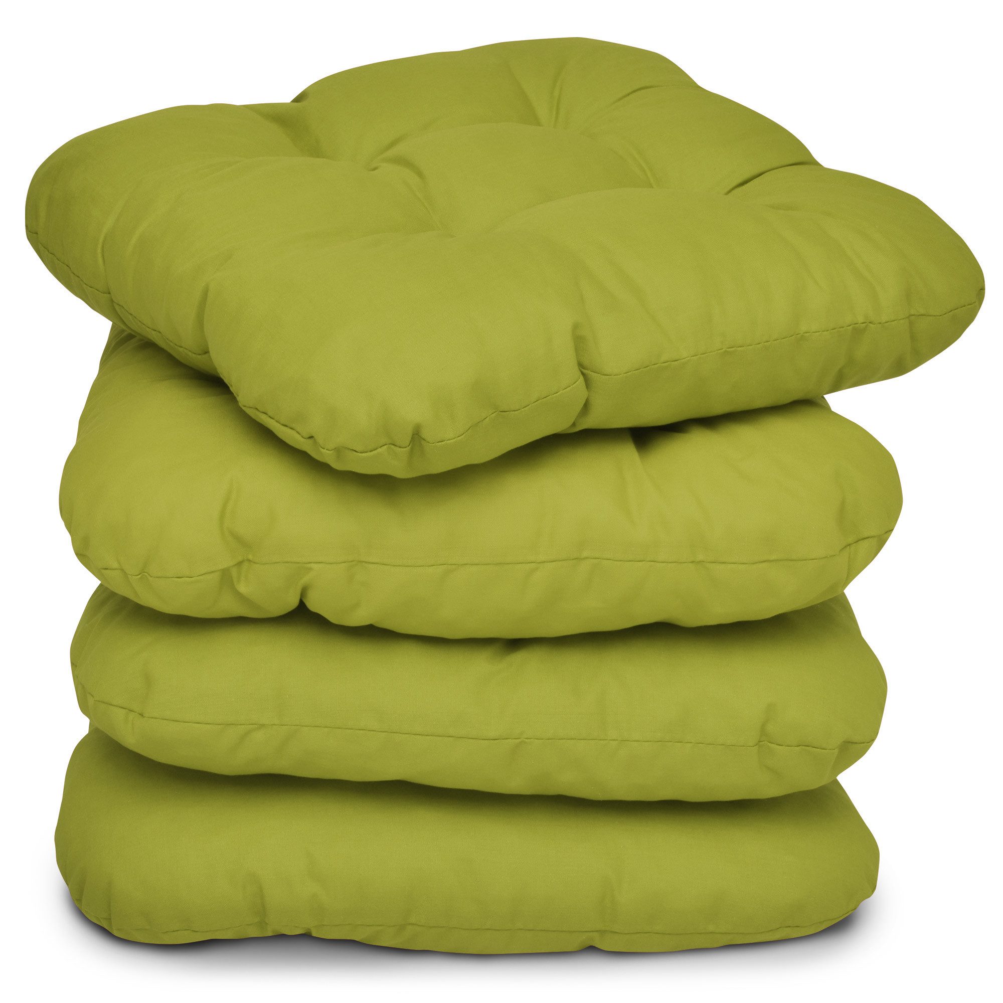 Beautissu Stuhlkissen 4er Set Sitzkissen Lisa Hellgrün, 40x40x8cm, Indoor & Outdoor Kissen mit 8cm Schaumstoff Füllung, widerstandsfähig