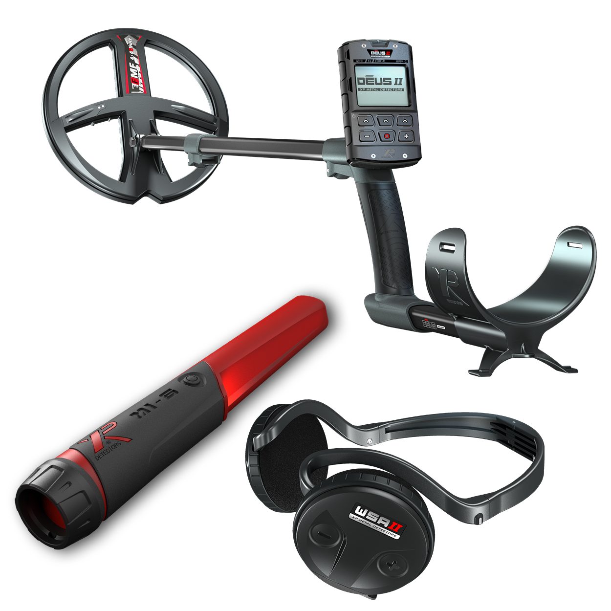XP Metal Detectors Metalldetektor DEUS 2 II 22 FMF RC WSA II, 22cm Spule, WSA 2 Kopfhörer, Gratis Mi6 Pinpointer