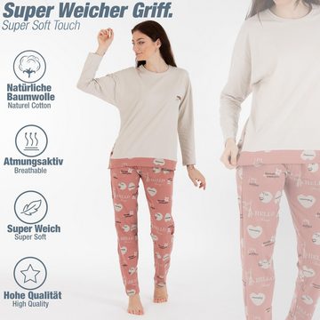 LOREZA Schlafanzug Schlafanzug Pyjama langarm- Spring - Pastel (Set, 2 tlg)