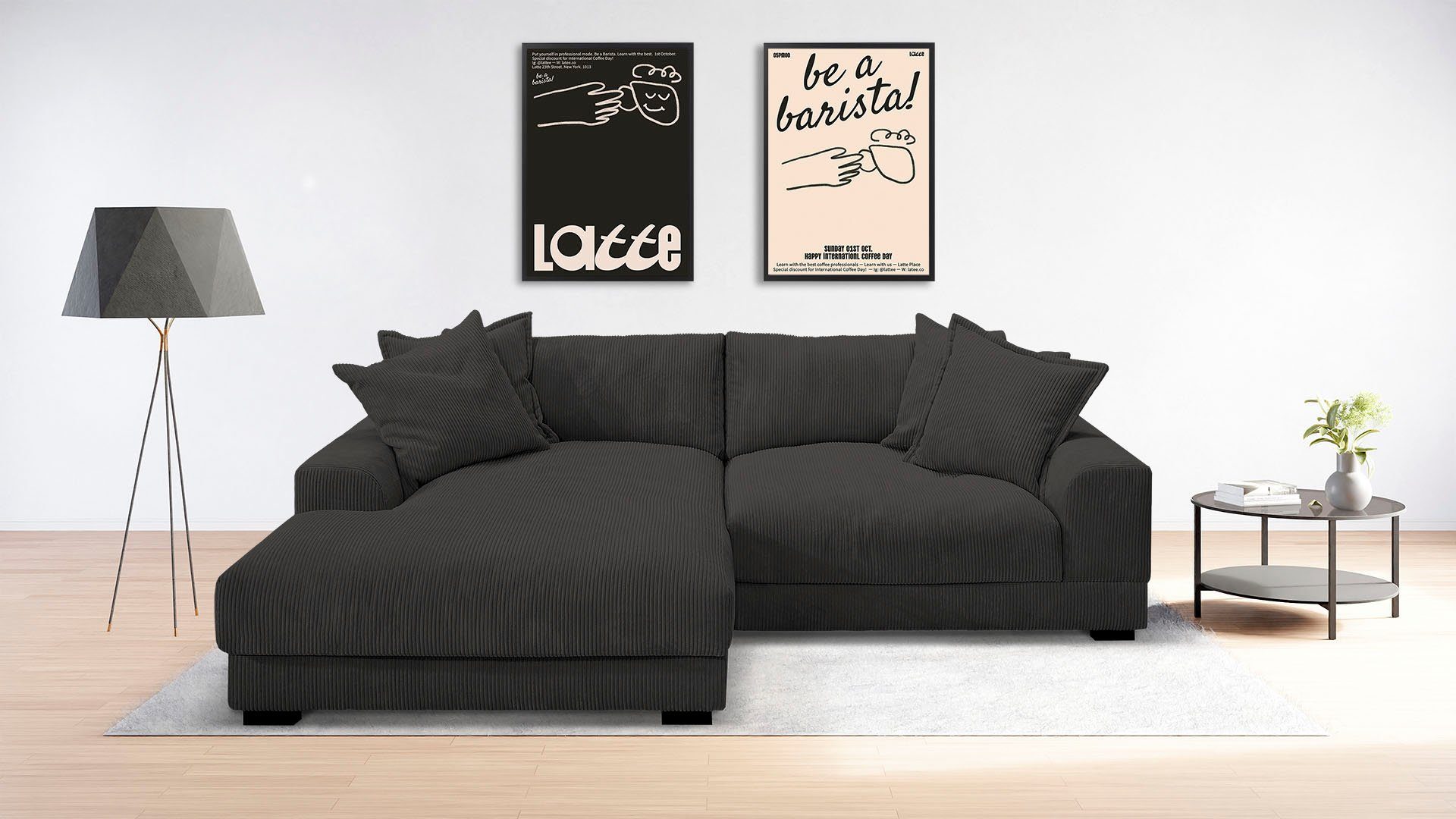 TRENDMANUFAKTUR Ecksofa "Zinal, aktuelles Design, mit 4 Zierkissen,", mit e günstig online kaufen