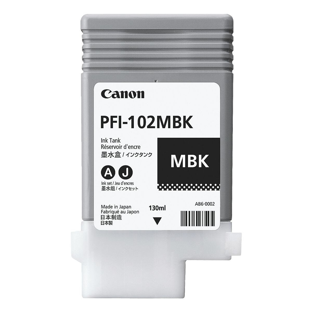 Canon PFI-102MBK Tintenpatrone (130 ml, Original Druckerpatrone, schwarz matt) schwarz (matt)