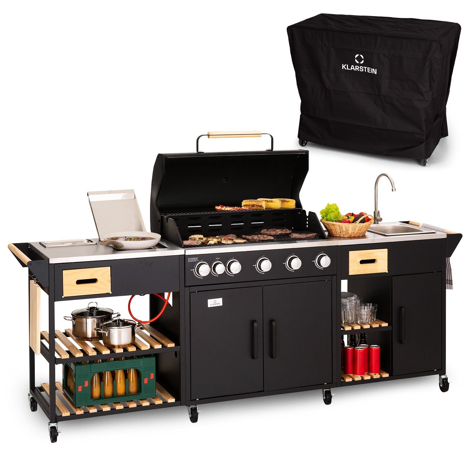 Klarstein Gasgrill Jersey, Set, Außenküche Grill Outdoor, Grill Gas Garten BBQ