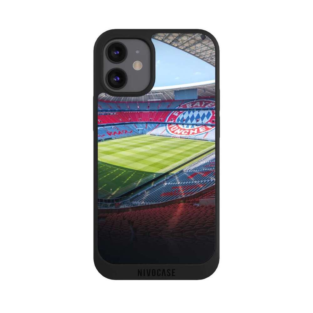 NIVOCASE Handyhülle FC Bayern München FCB Stadion Stadion FC Bayern - Color, Apple iPhone 12 mini Handyhülle Hülle NIVOpure Case Schwarz