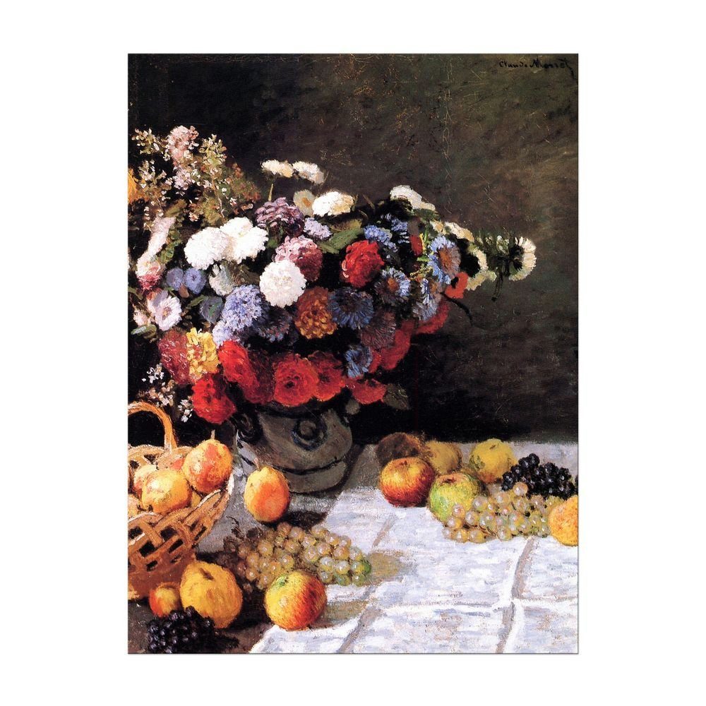 Bilderdepot24 Leinwandbild Alte Meister - Claude Monet - Blumen und Früchte, Stillleben