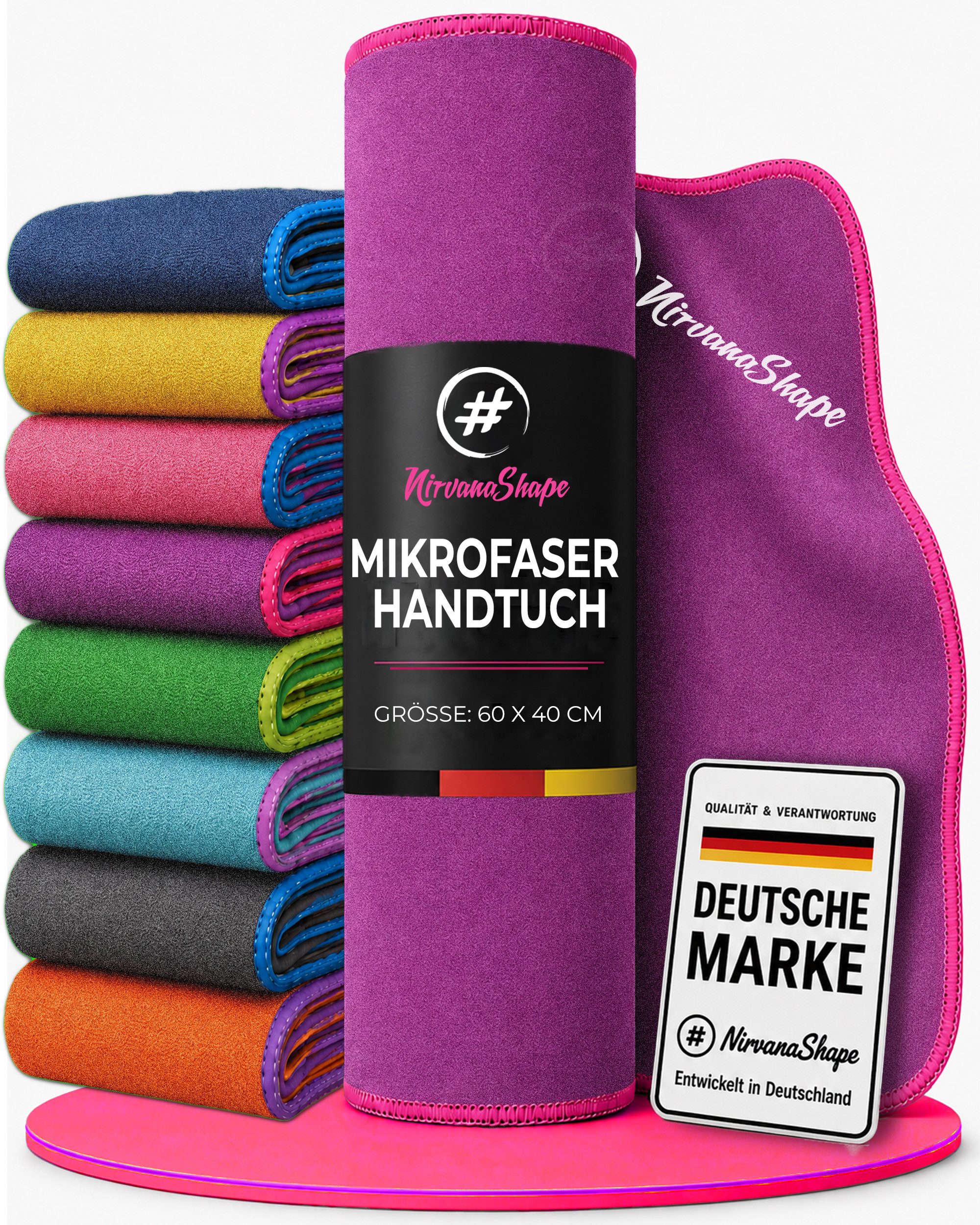 NirvanaShape Reisehandtuch Mikrofaser Handtücher Set, Badehandtuch, Reisehandtuch, Strandtuch, Ecktasche mit Reißverschluss, saugfähig, leicht, schnelltrocknend