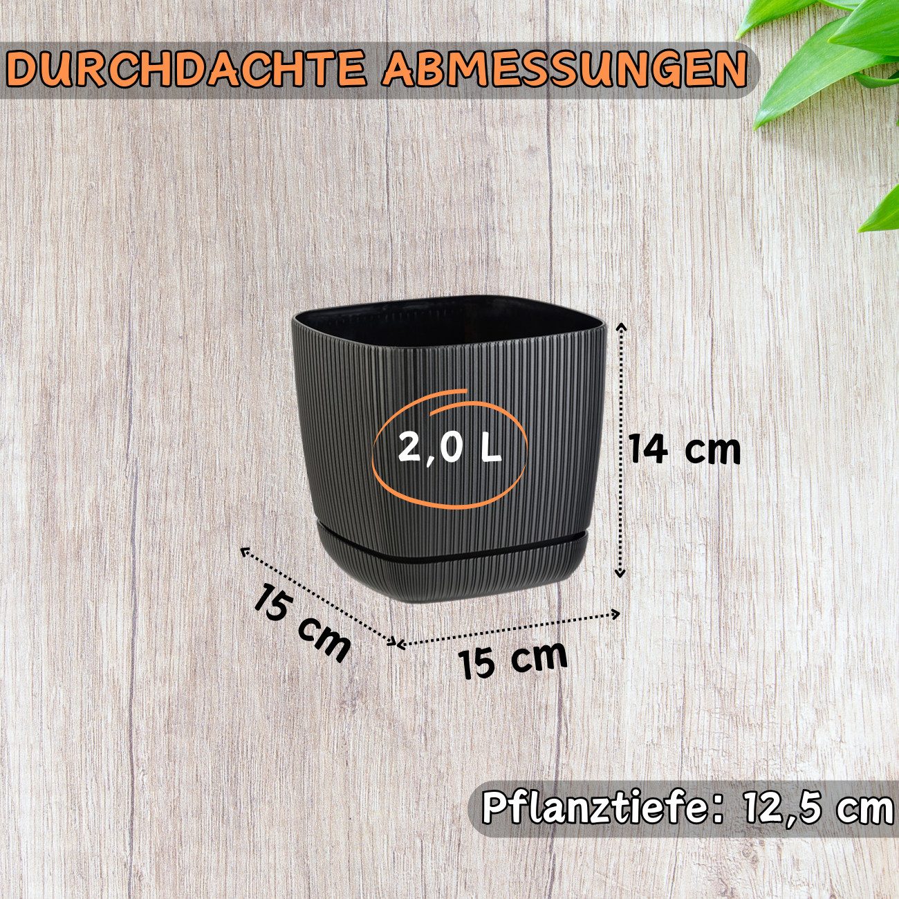 Engelland Blumentopf Pflanztopf mit Drainagesystem & Untersetzer (15 x 15 c günstig online kaufen