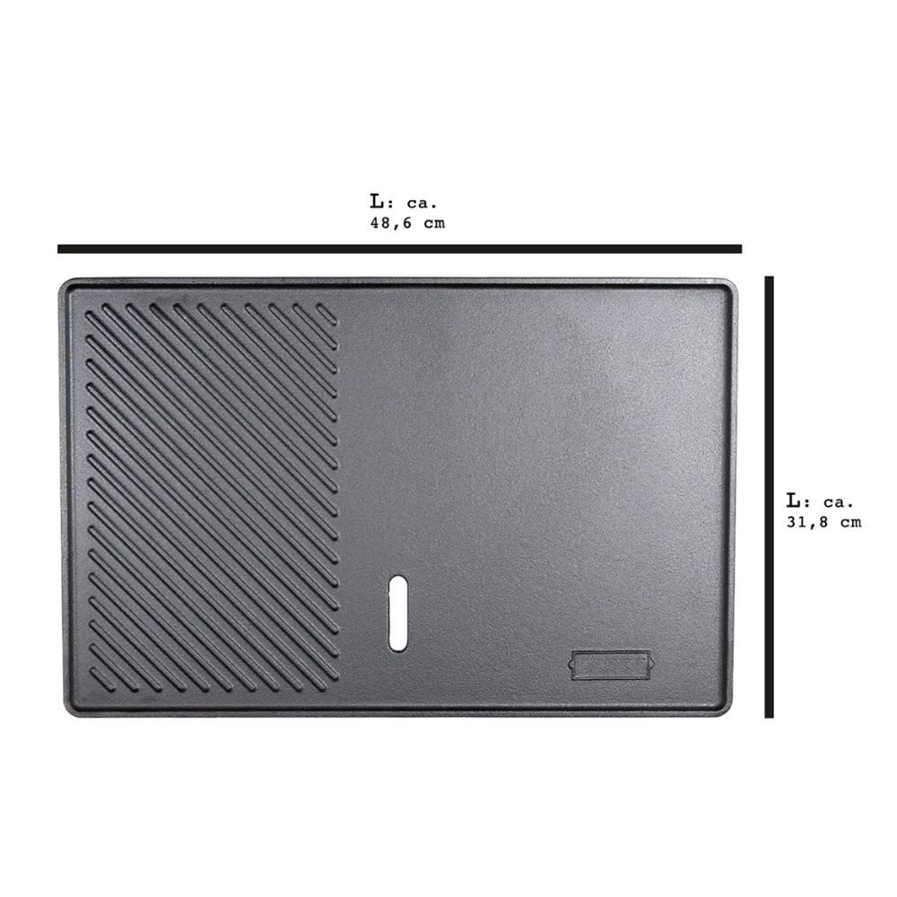 Riyashop Grillplatte Grillplatte aus Gusseisen, geriffelt & glatt, Emaille-Beschichtung