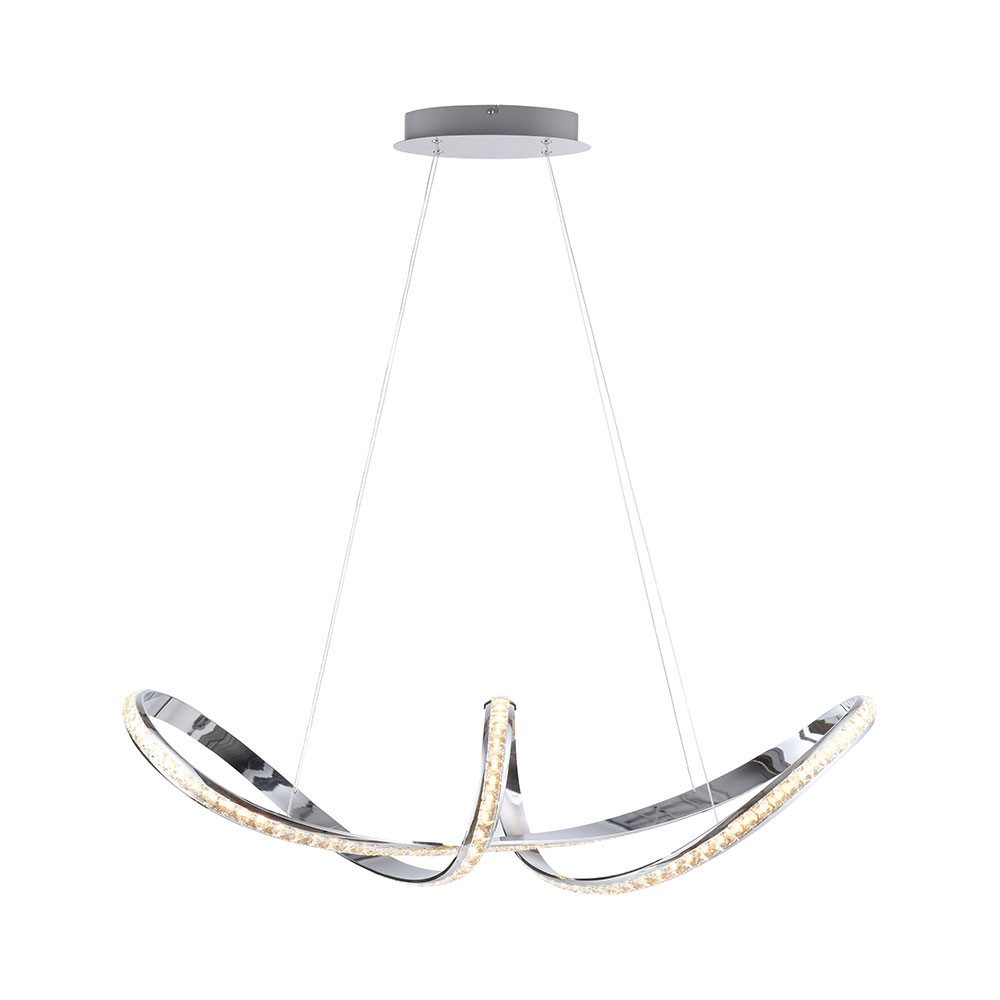 JUST LIGHT LED-Hängeleuchte, LED-Leuchtmittel fest verbaut, Warmweiß, LED Pendelleuchte Esstischlampe Simply Dim Metall Chrom H 120 cm