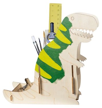 Pebaro 3D-Puzzle Holzbausatz Laser cut Stiftehalter Dinosaurier, 477/3, 7 Puzzleteile