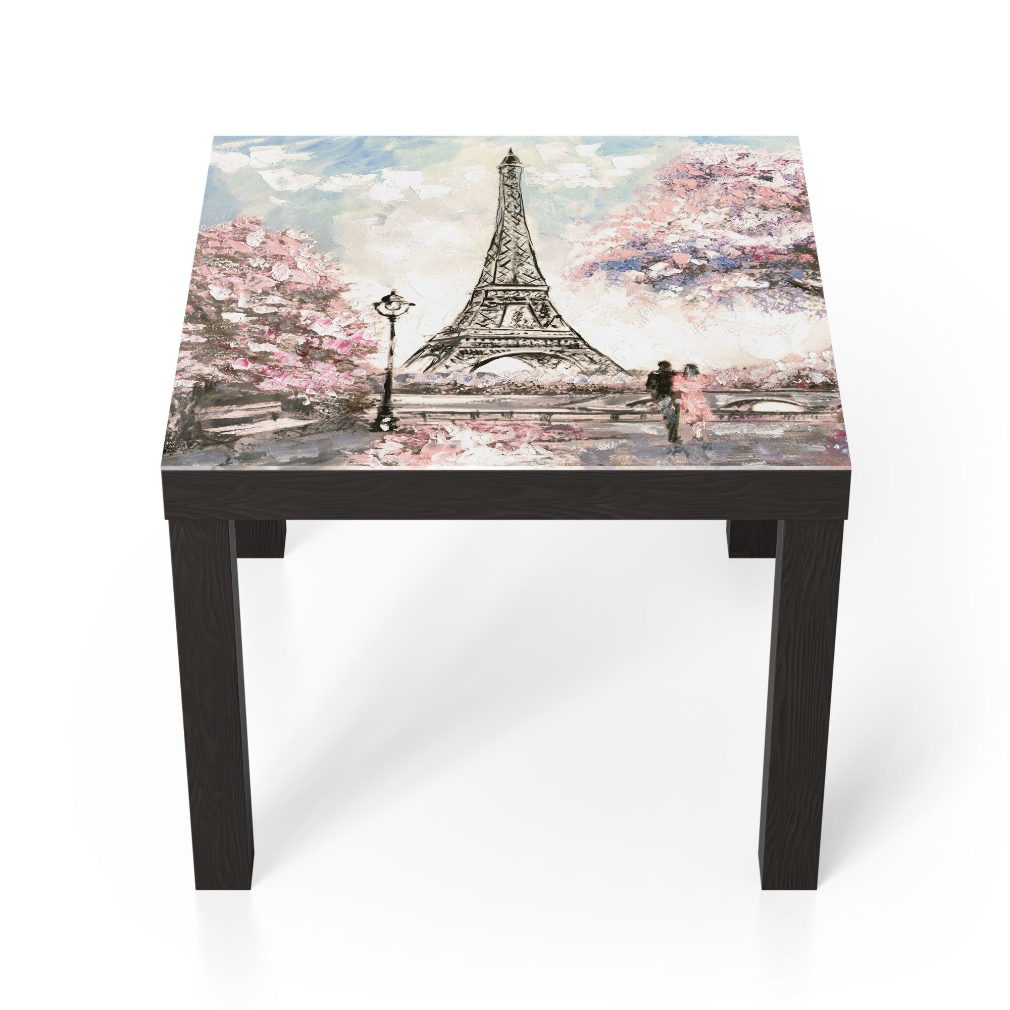 DEQORI Couchtisch 'Eiffelturm im Frühling', Glas Beistelltisch Glastisch modern Schwarz | Couchtische