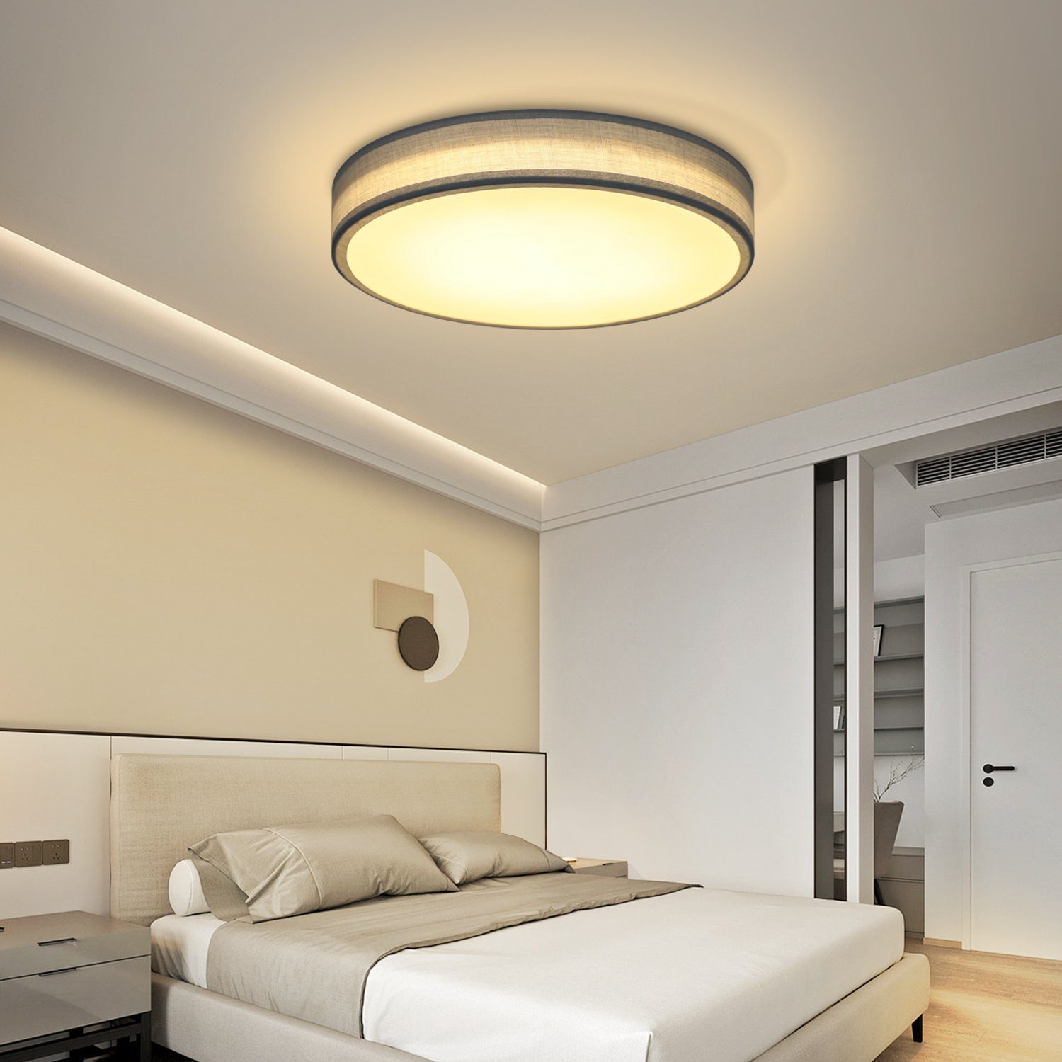ZMH LED Deckenleuchte 12W 3000K Stoffschirm günstig online kaufen