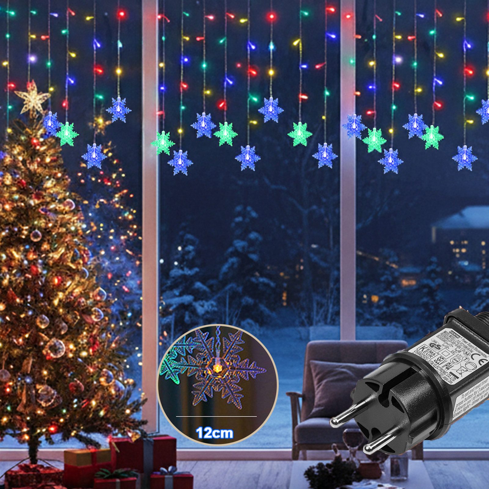 Qualra LED-Lichtervorhang Weihnachts LED Schneeflocken Lichterkette, 8 Modi günstig online kaufen