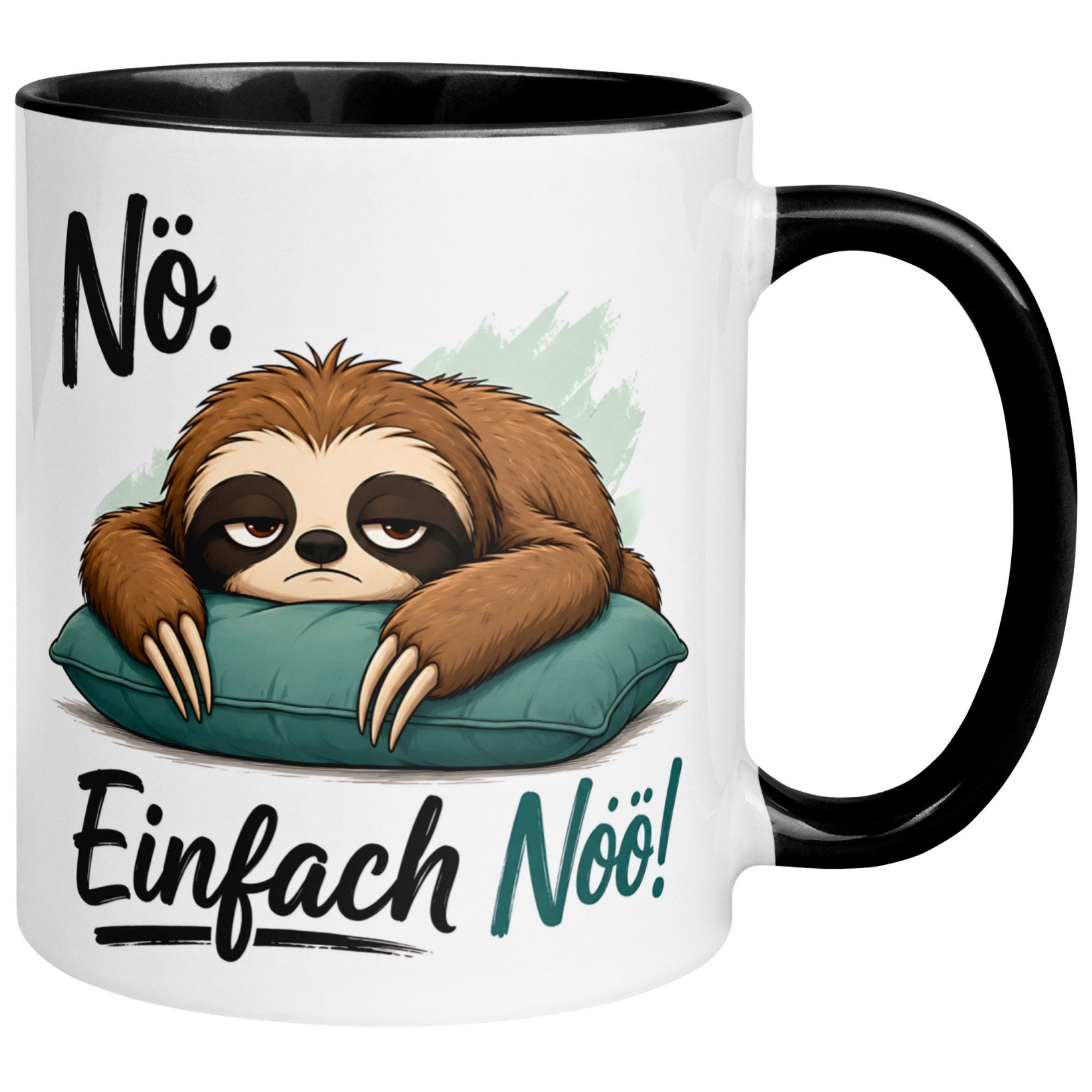 Momentals Tasse Faultier – „Nöö - Einfach Nö“ – lustiger Geschenk Becher für Kollegen, Gratis Versand · Links-&Rechtshänder · Spülmaschinenfest
