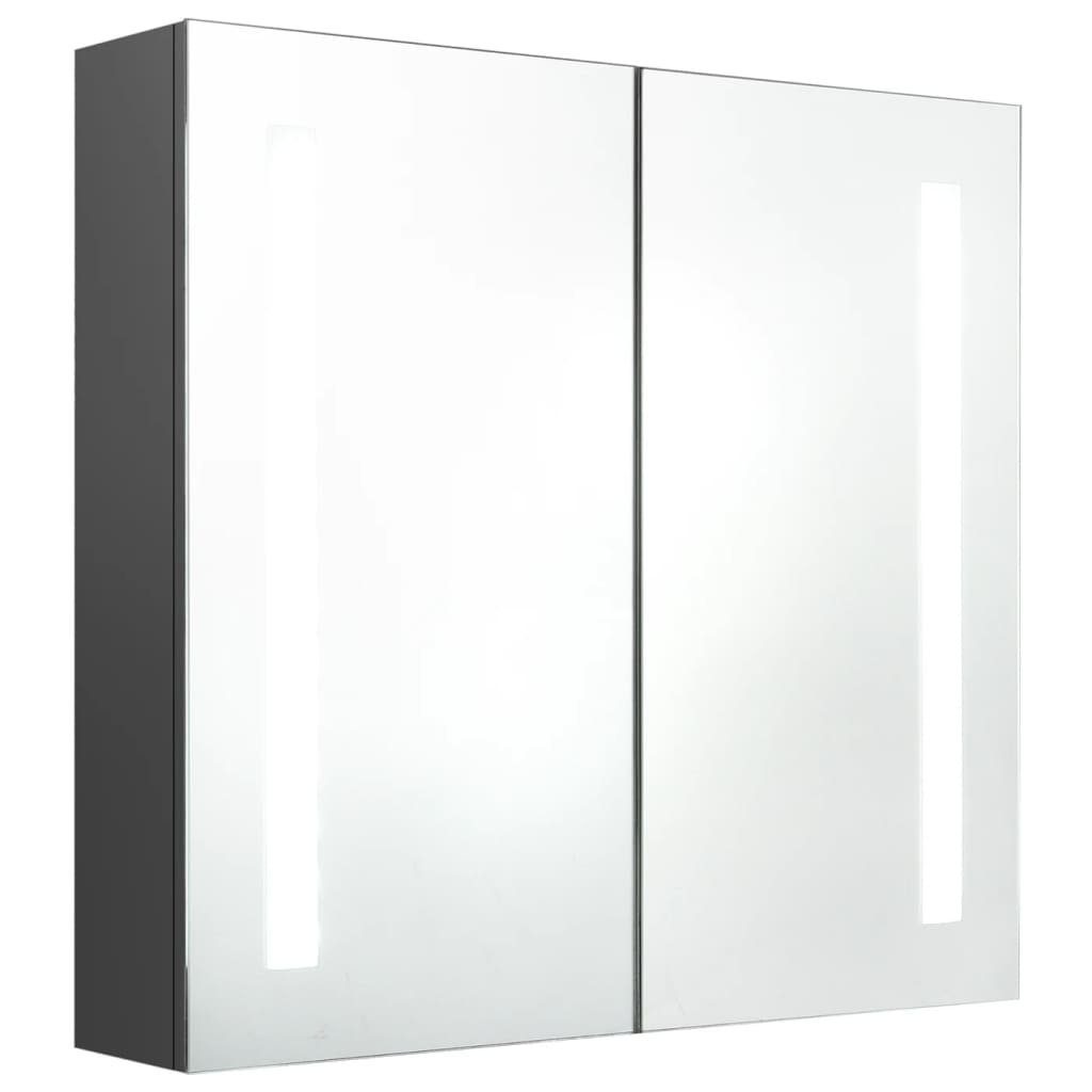 vidaXL Badezimmerspiegelschrank LED-Spiegelschrank fürs Bad Grau 62x14x60 cm