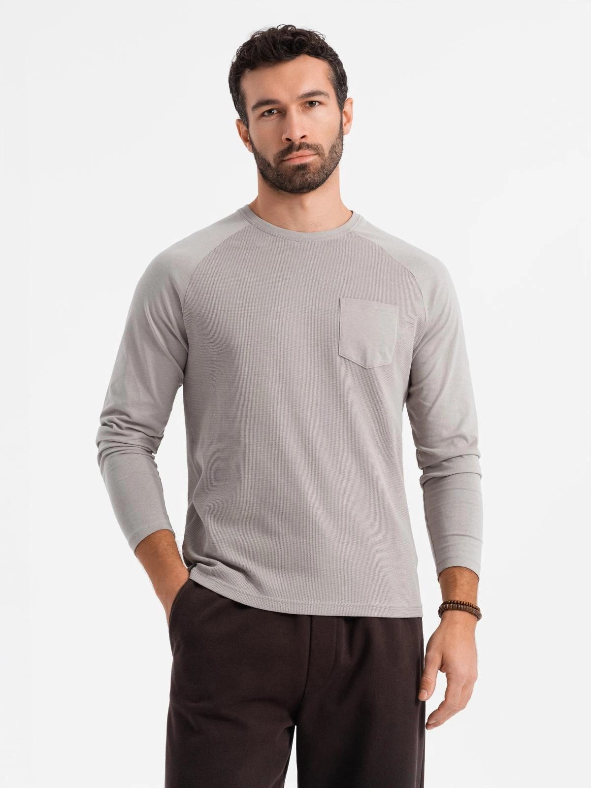 Longsleeve Herren-Longsleeve mit "Waffel"-Struktur