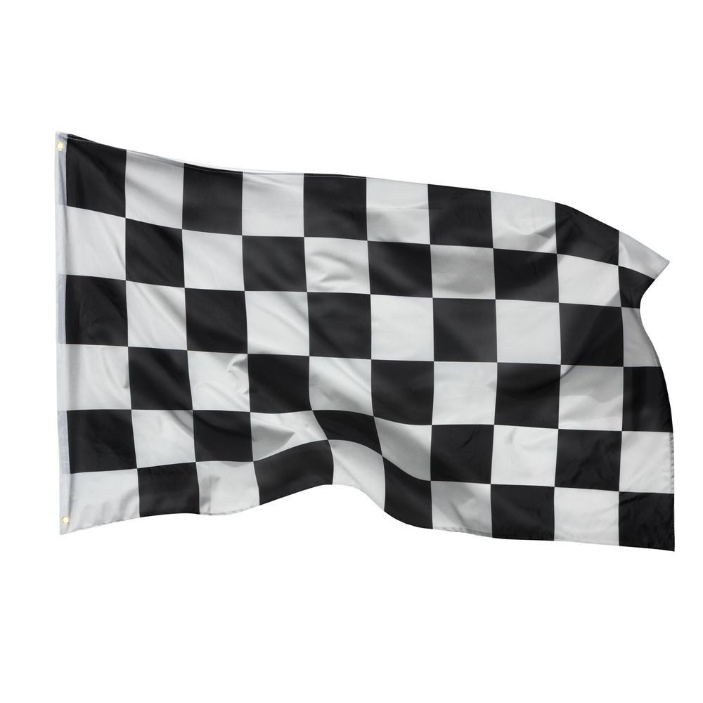 PHENO FLAGS Flagge Motorsportflagge, 150x90cm - schwarz-weiße Rennflagge (Zielflagge - Formel 1 Fanartikel, wetterfest), mit stabilen Metallösen & Doppelnaht