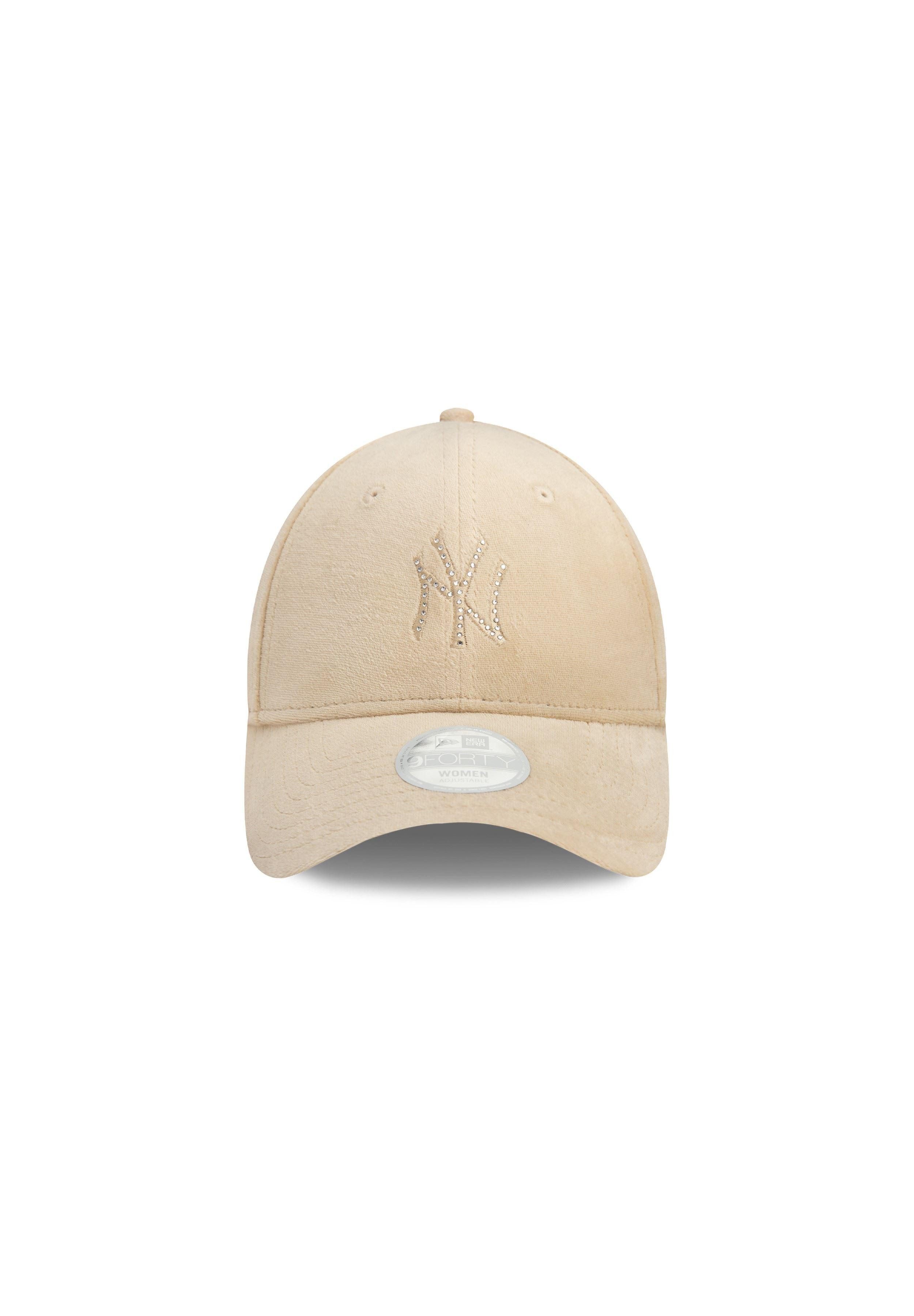 New Era Baseball Cap New York Yankees MLB Womens Diamante Velour Beige 9Forty Verstellbare (1-St)