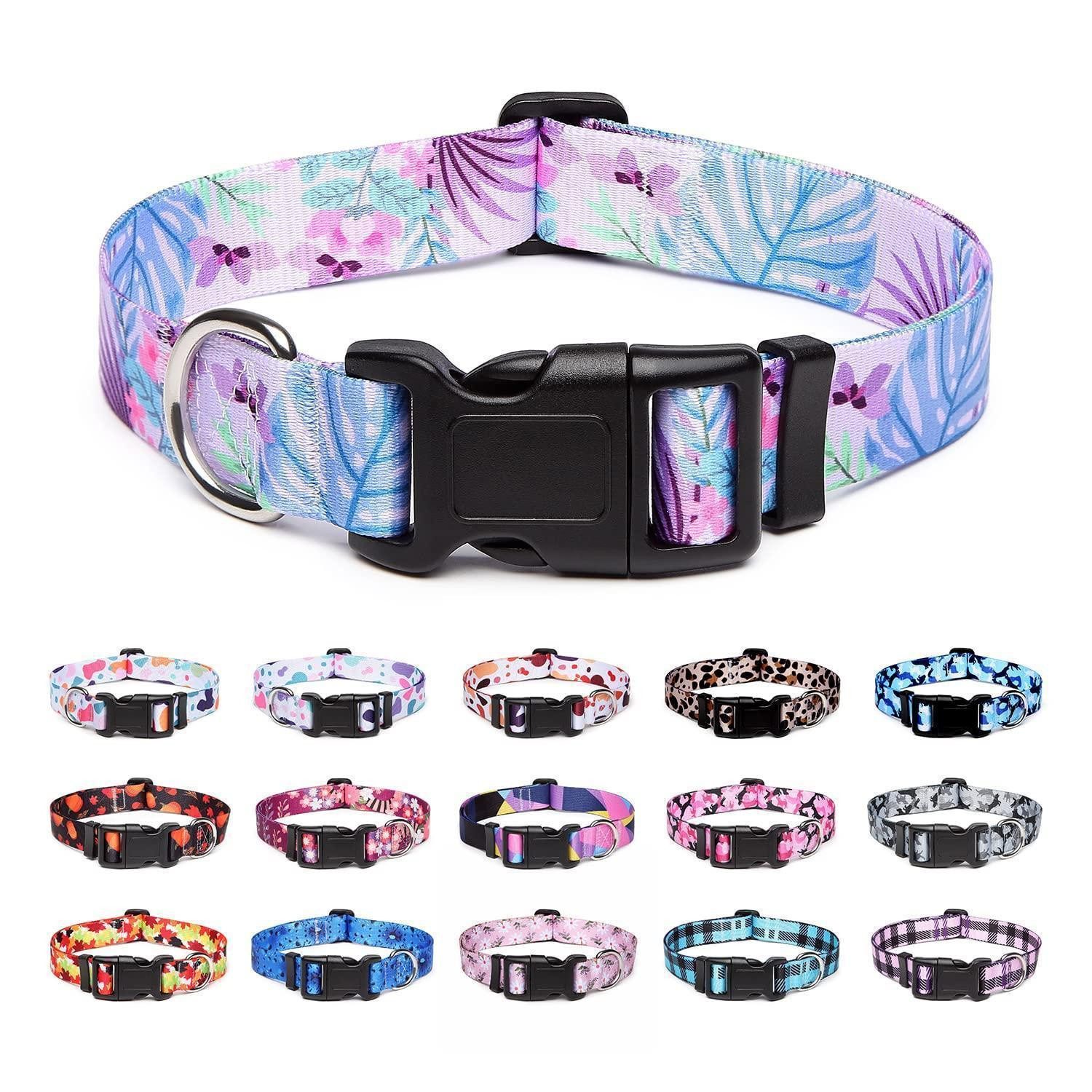 LuxusKollektion Hunde-Halsband Hundehalsband Lila Blumen S