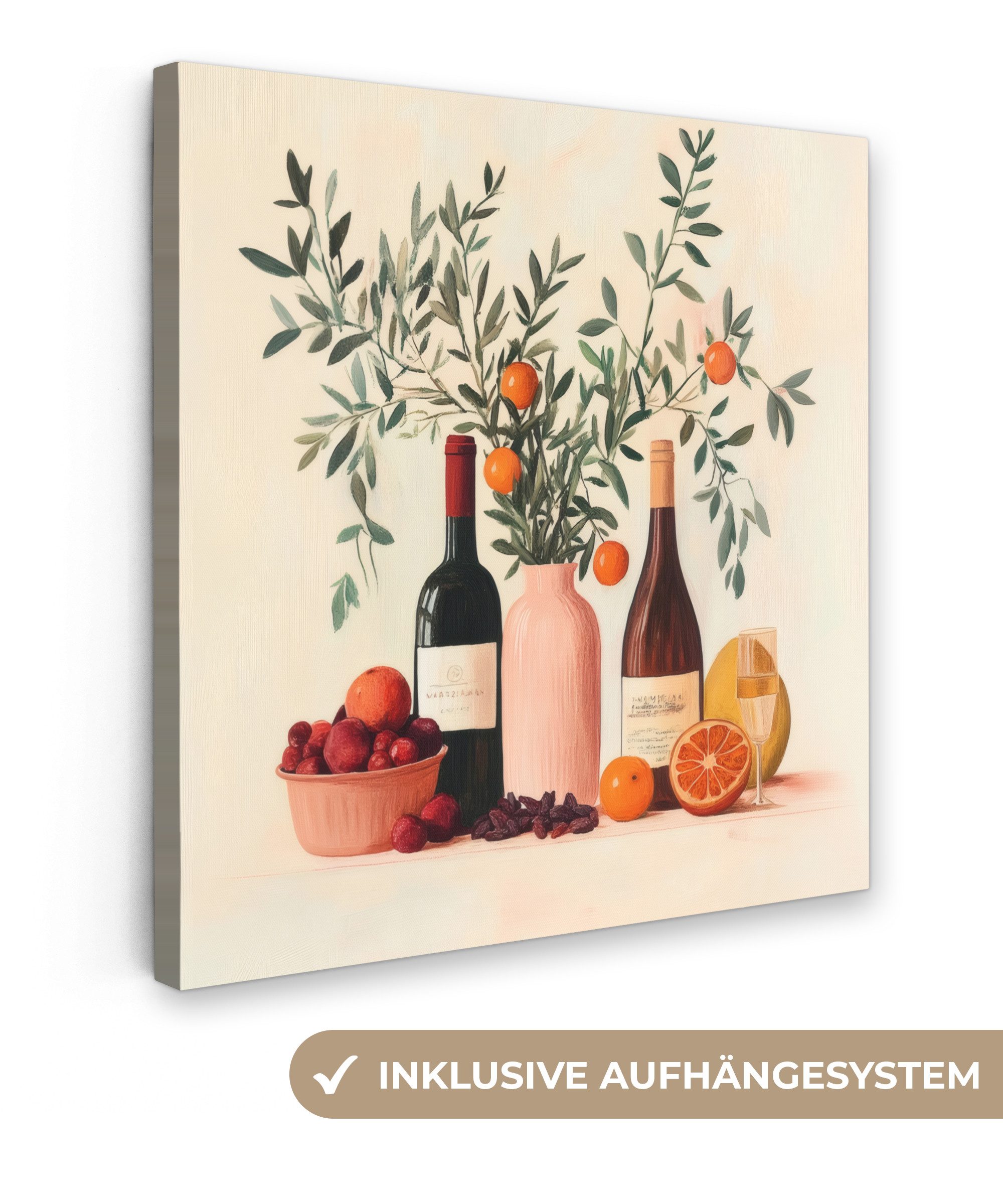 OneMillionCanvasses® Leinwandbild Weinflaschen - Äste - günstig online kaufen