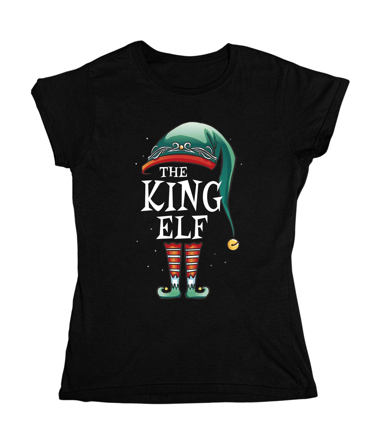 Quattro Formatee Kurzarmshirt The King Elf Weihnachtself Outfit Elfen Spruch (1-tlg)