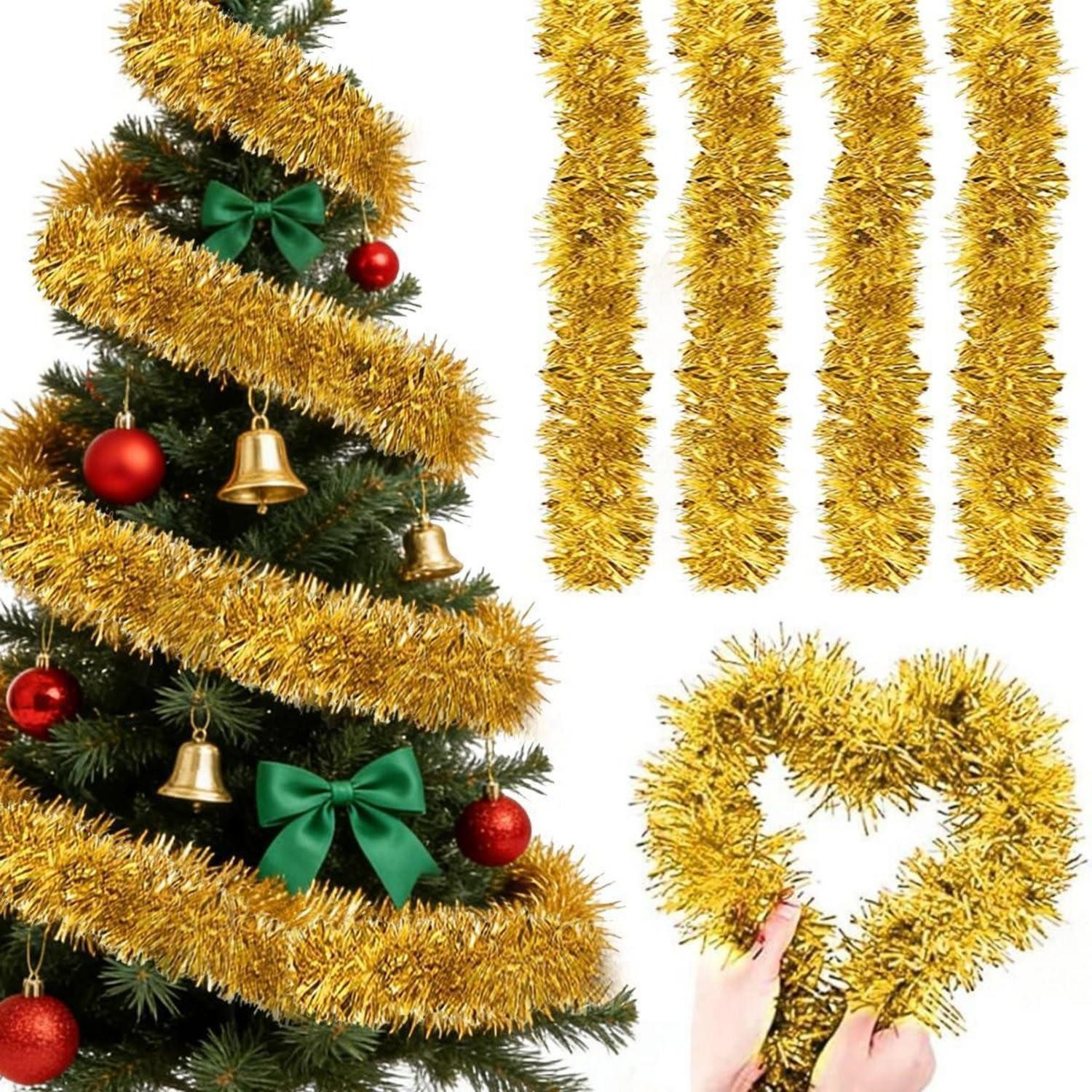 LuxusKollektion Girlanden Lametta Girlande 4er Set 8m Gold