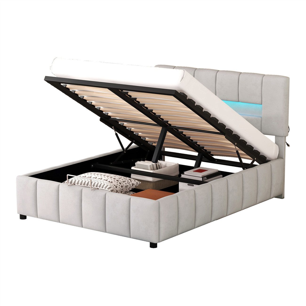 autolock Polsterbett Familienbett,Erwachsenen bett,Modernes Bettgestell mit Stauraum, Familienbett,Erwachsenen bett,Modernes Bettgestell mit Stauraum